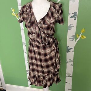 Ralph Lauren Plaid Mini Dress in Red and Brown